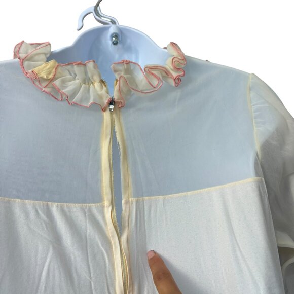 Vintage Union Jeri Morton Sleep Jumpsuit White Pink Lace Sheer Size Medium - Picture 8 of 14